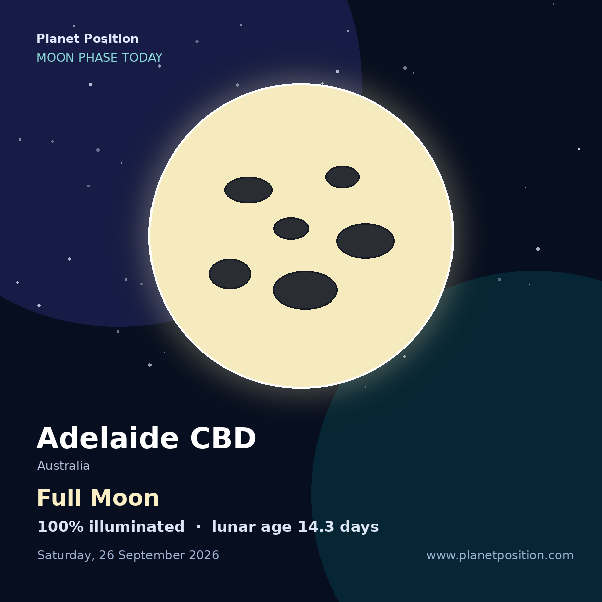 Full Moon moon shape in Adelaide CBD, 100% illuminated