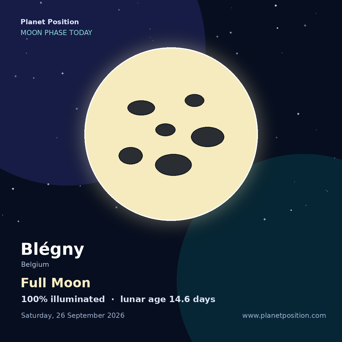 Full Moon moon shape in Blégny, 100% illuminated