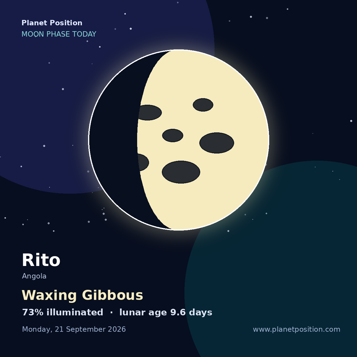 First Quarter moon shape in Rito, 42% illuminated