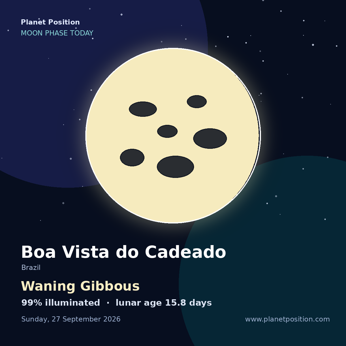 Full Moon moon shape in Boa Vista do Cadeado, 100% illuminated