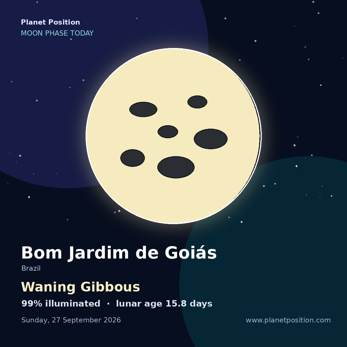 Full Moon moon shape in Bom Jardim de Goiás, 100% illuminated