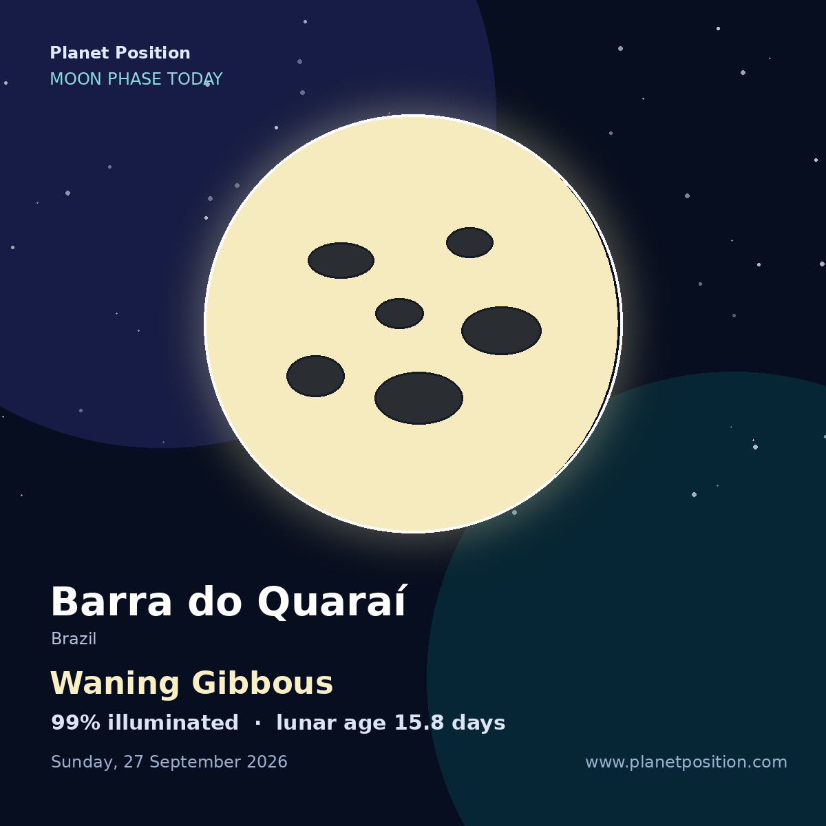 Full Moon moon shape in Barra do Quaraí, 100% illuminated