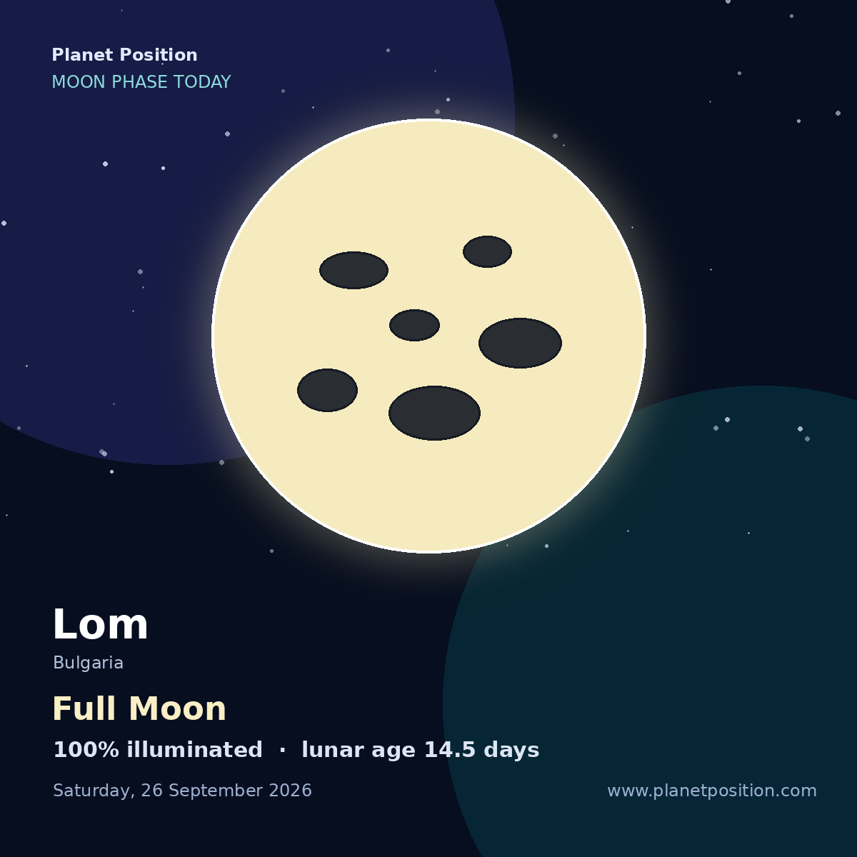 Full Moon moon shape in Lom, 100% illuminated