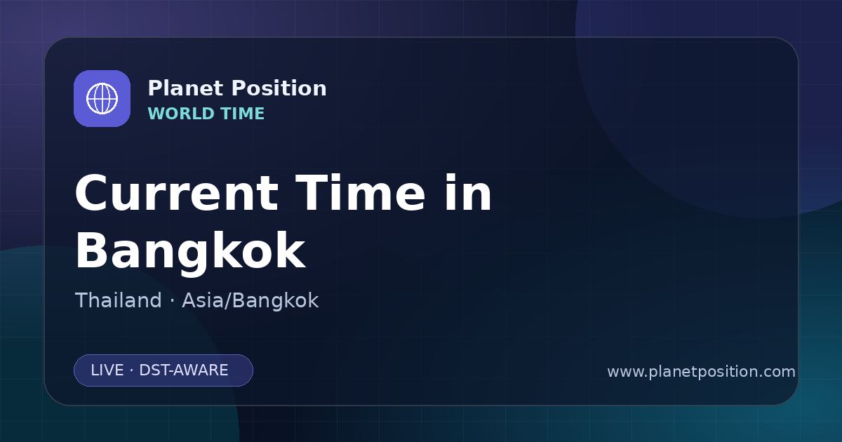 Social sharing image for Current Time in Bangkok, Thailand | Time Now & Time Zone
