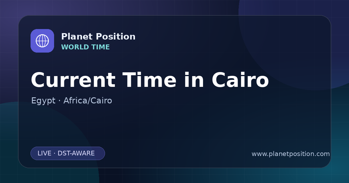 Social sharing image for Current Time in Cairo, Egypt | Time Now & Time Zone