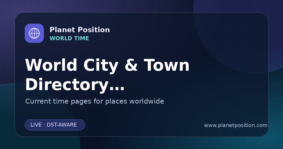 Social sharing image for World City & Town Time Directory | Current Local Times