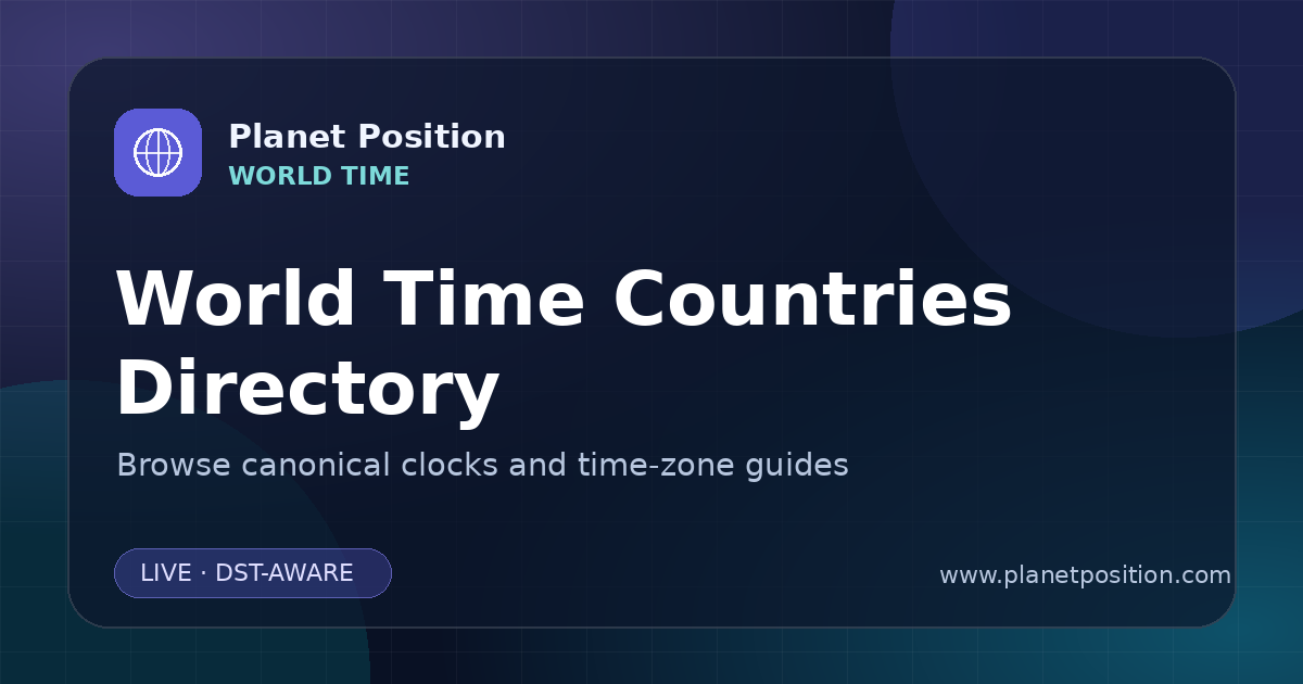 Social sharing image for World Time by Country | Time Zone Directory