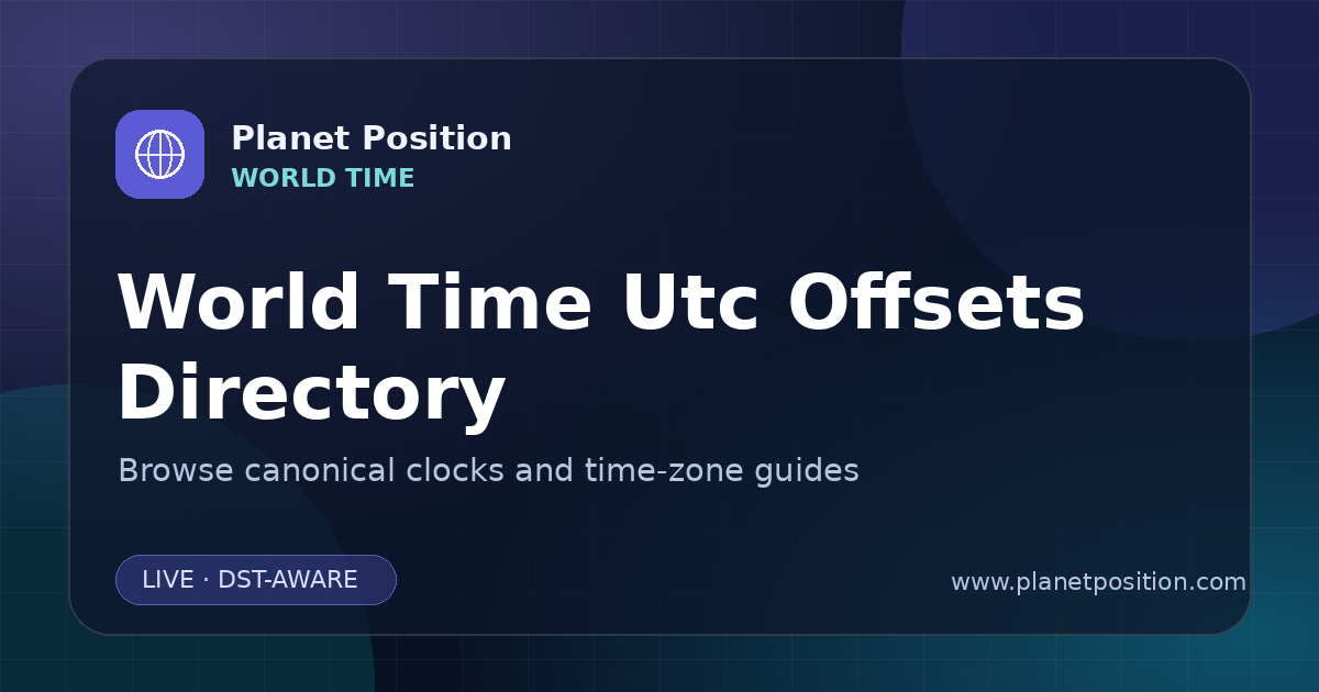 Social sharing image for UTC Offset Directory | Current Times by Offset