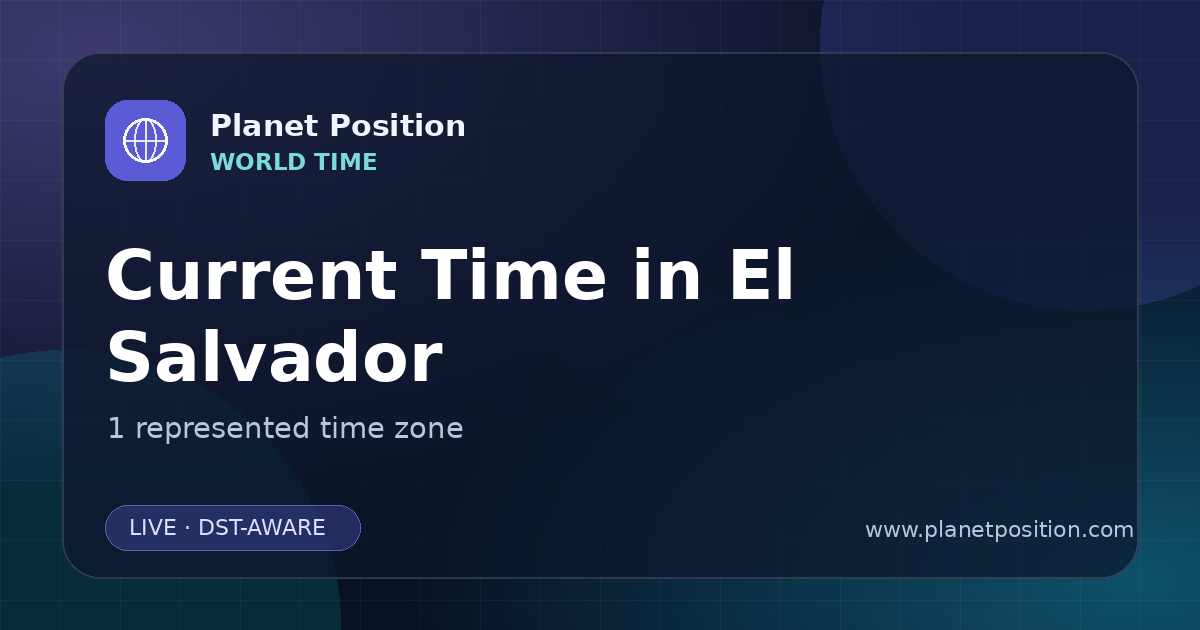 Social sharing image for Current Time in El Salvador | Time Zones & Local Times
