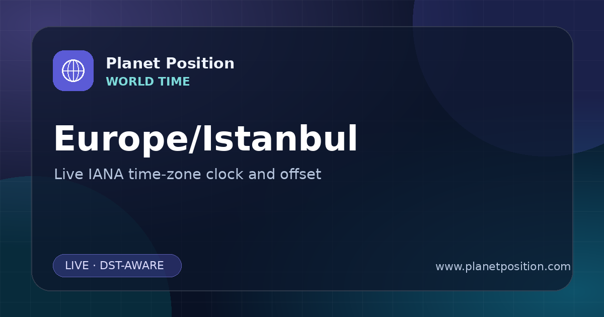 Social sharing image for Europe/Istanbul Time Now | UTC Offset & Time Zone