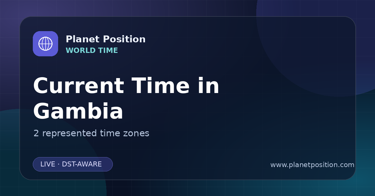 Social sharing image for Current Time in Gambia | Time Zones & Local Times