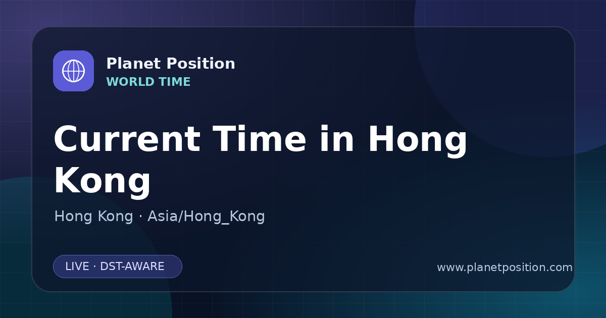 Social sharing image for Current Time in Hong Kong, Hong Kong | Time Now & Time Zone