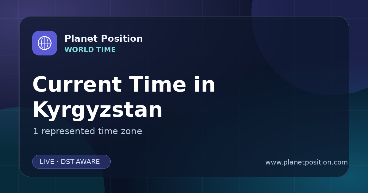 Social sharing image for Current Time in Kyrgyzstan | Time Zones & Local Times