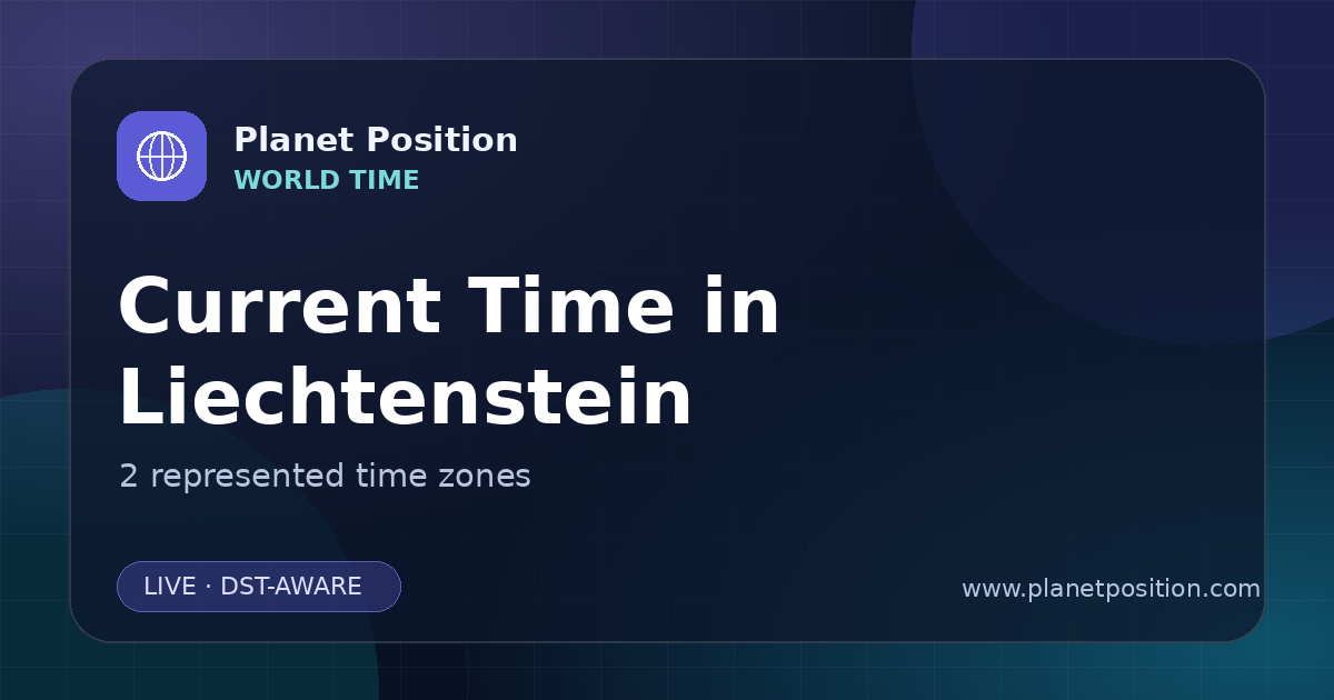 Social sharing image for Current Time in Liechtenstein | Time Zones & Local Times