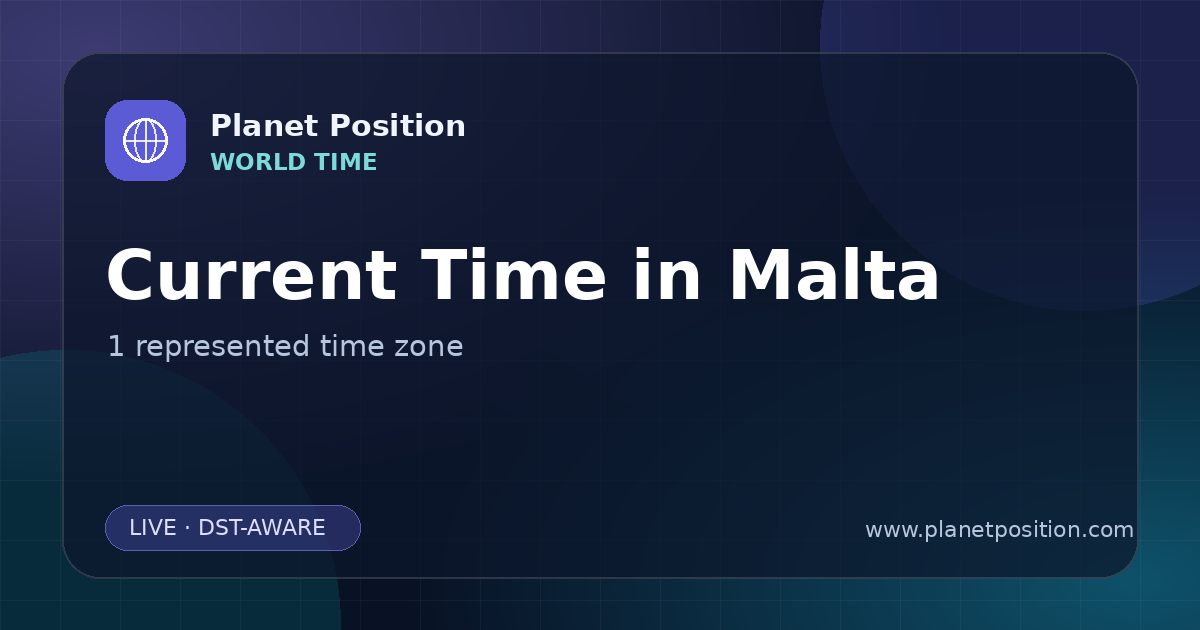 Social sharing image for Current Time in Malta | Time Zones & Local Times