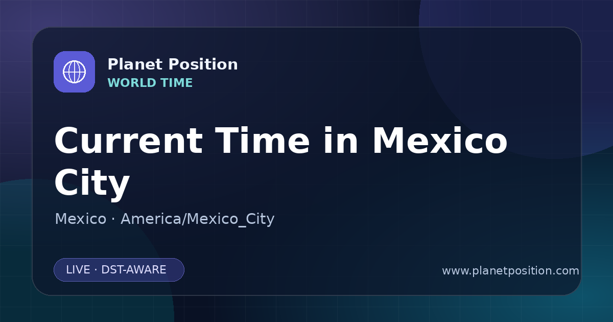 Social sharing image for Current Time in Mexico City, Mexico | Time Now & Time Zone