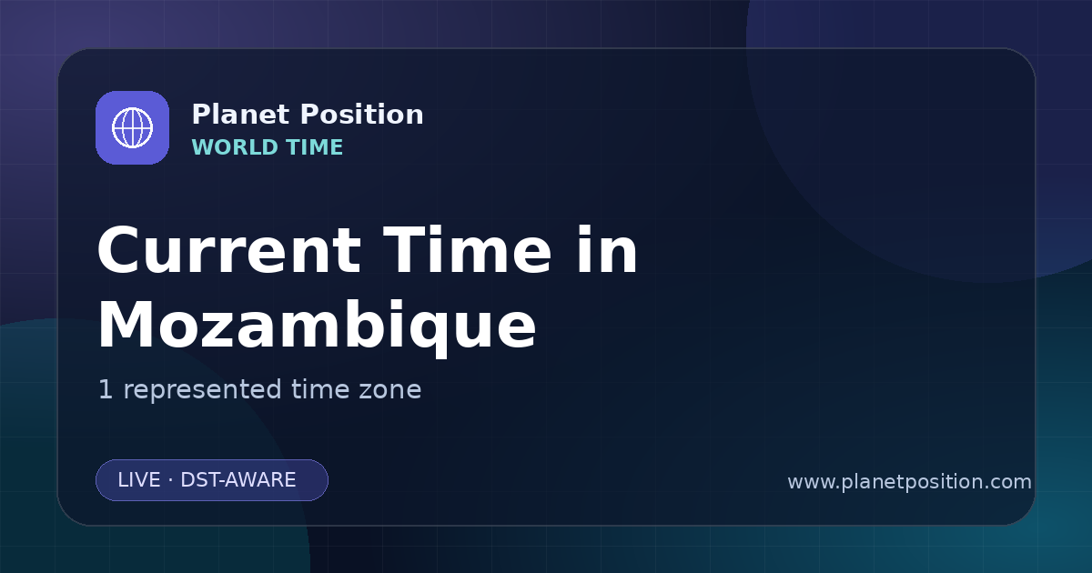 Social sharing image for Current Time in Mozambique | Time Zones & Local Times
