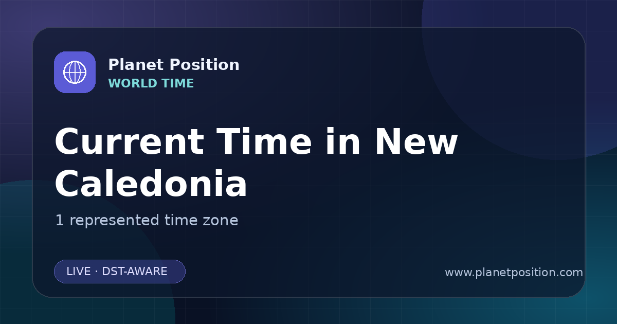 Social sharing image for Current Time in New Caledonia | Time Zones & Local Times