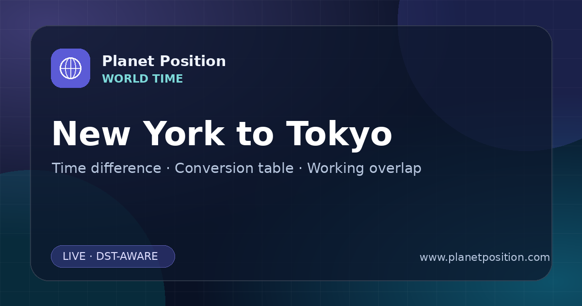 Social sharing image for New York to Tokyo Time Converter | Time Difference