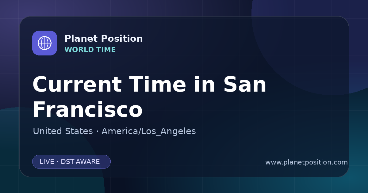 Social sharing image for Current Time in San Francisco, United States | Time Now & Time Zone
