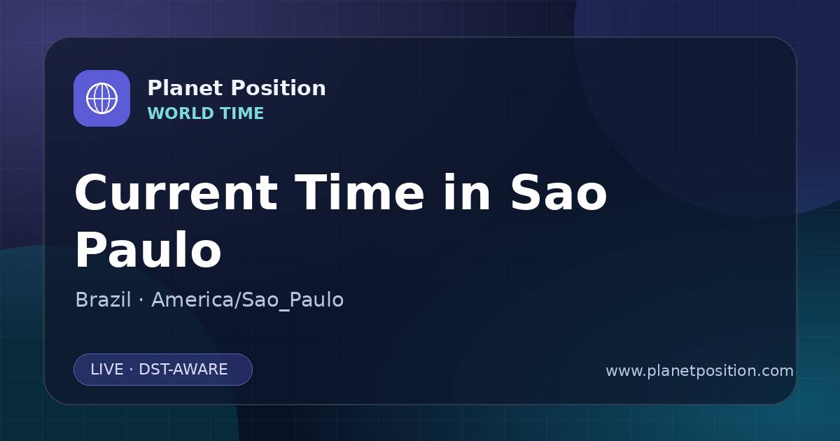 Social sharing image for Current Time in Sao Paulo, Brazil | Time Now & Time Zone