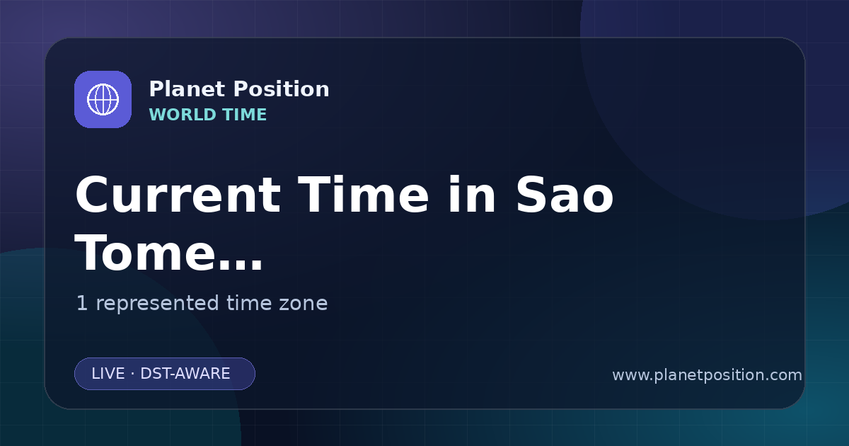Social sharing image for Current Time in Sao Tome and Principe | Time Zones & Local Times