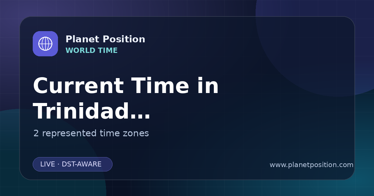 Social sharing image for Current Time in Trinidad and Tobago | Time Zones & Local Times