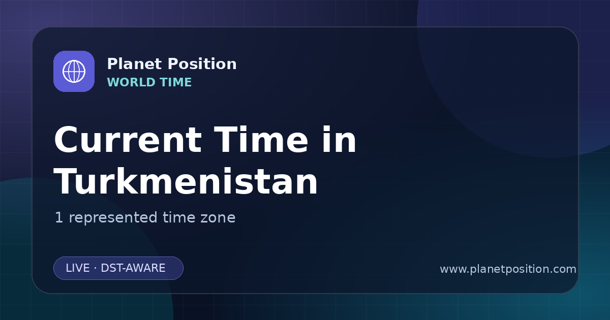 Social sharing image for Current Time in Turkmenistan | Time Zones & Local Times