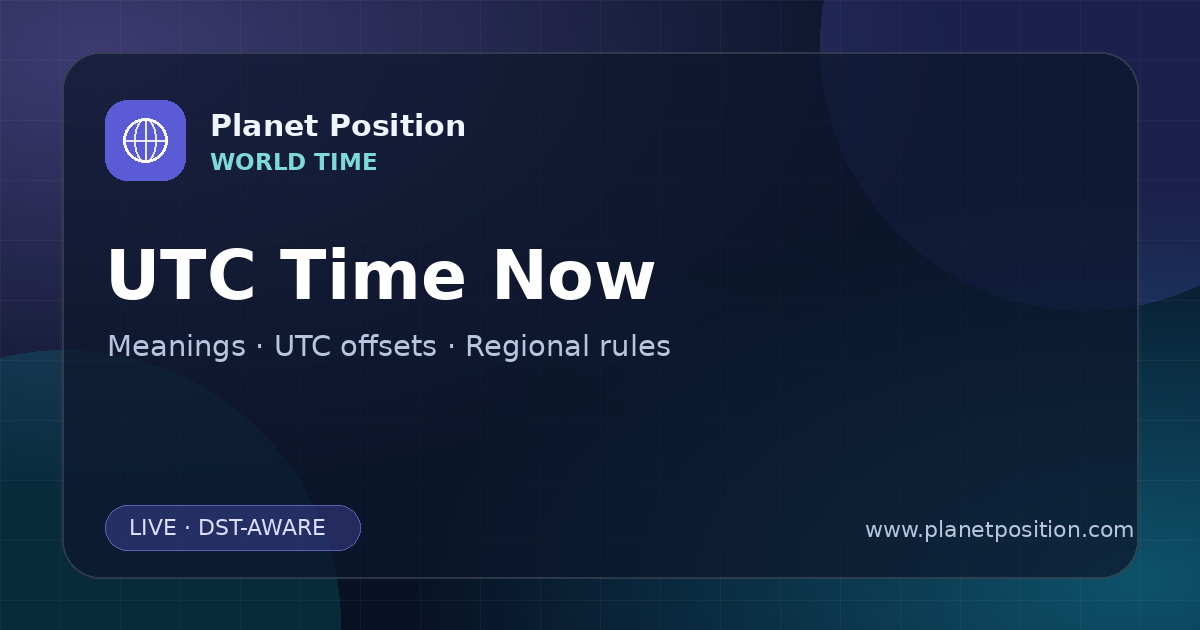 Social sharing image for UTC Time Now | UTC Offset & Time Zone