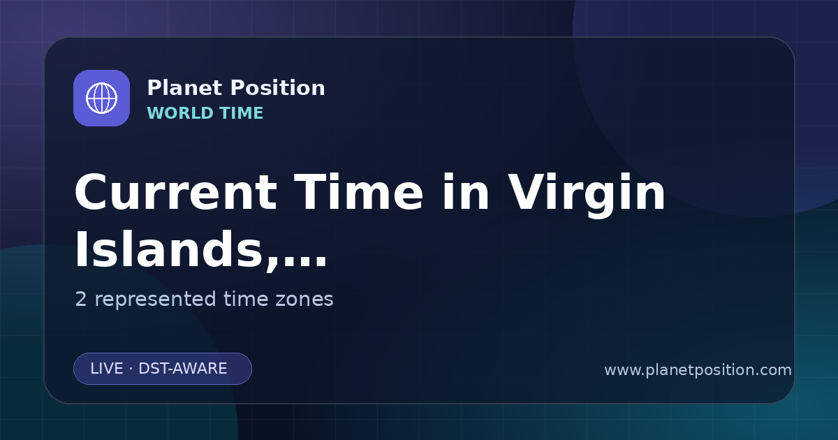 Social sharing image for Current Time in Virgin Islands, U.S. | Time Zones & Local Times